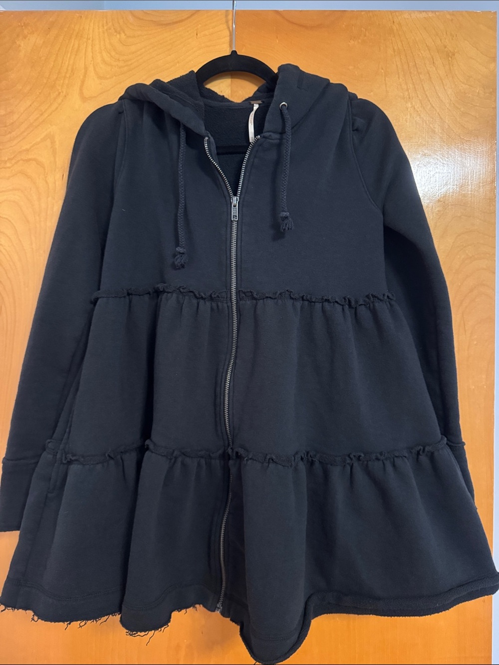 Free People Black Tiered Trapeze Zip Hoodie - Picture 4 of 4